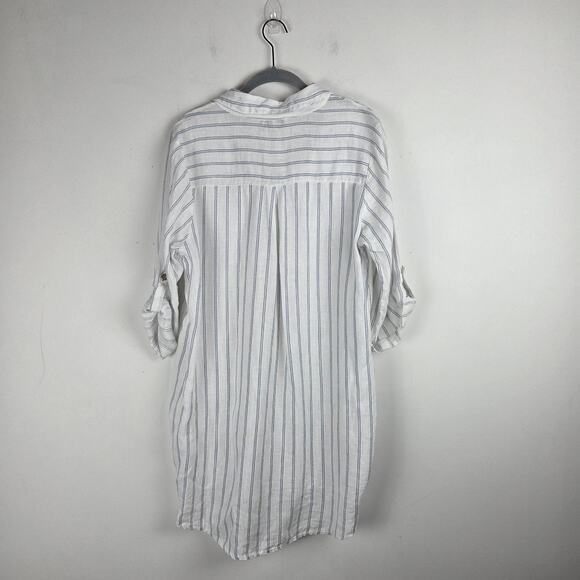 Rosemarine Italian Linen Striped Swim Cover-up Tunic Shirt Size Medium Coastal - Picture 7 of 10